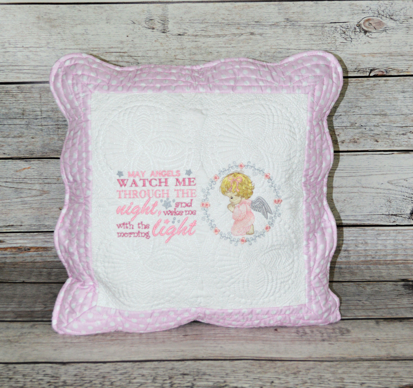 Angels Guard Me Girl in Prayer Pillow