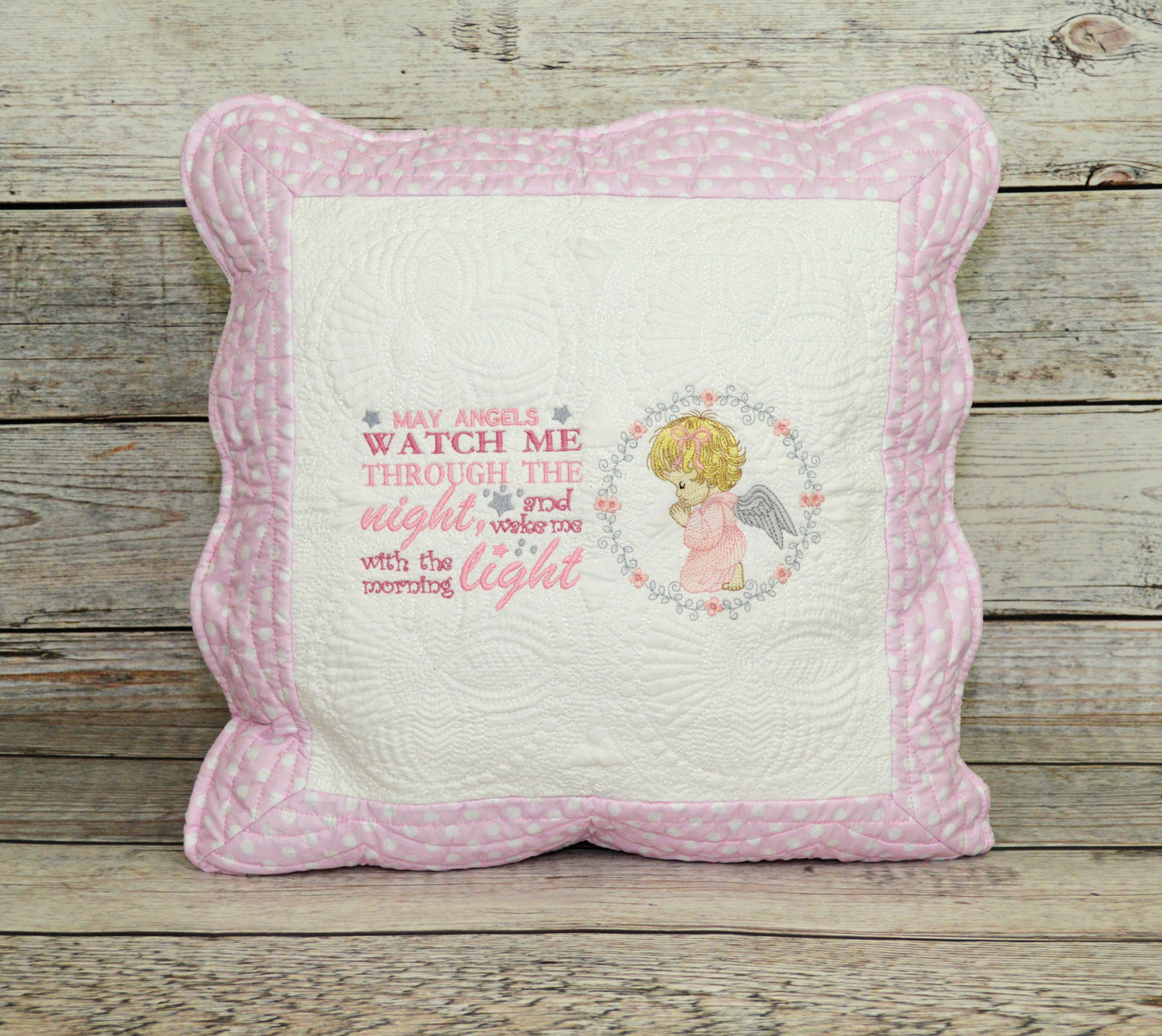 Angels Guard Me Girl in Prayer Pillow