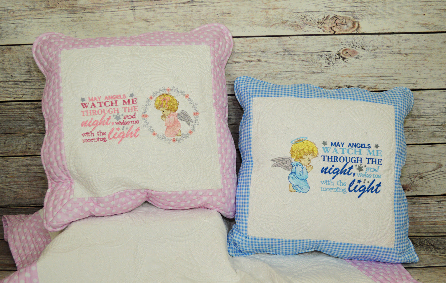 Angels Guard Me Girl in Prayer Pillow