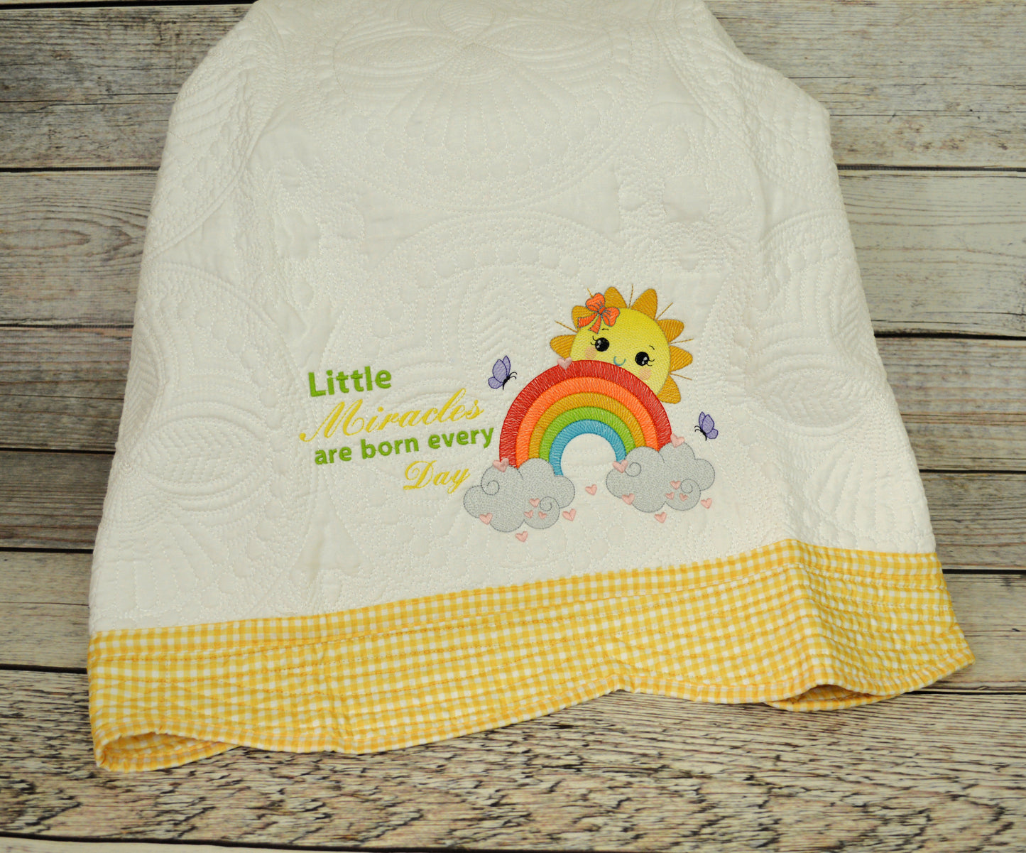 Rainbows And Sunshine Heirloom Baby Quilt