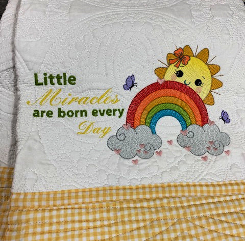 Rainbows And Sunshine Heirloom Baby Quilt